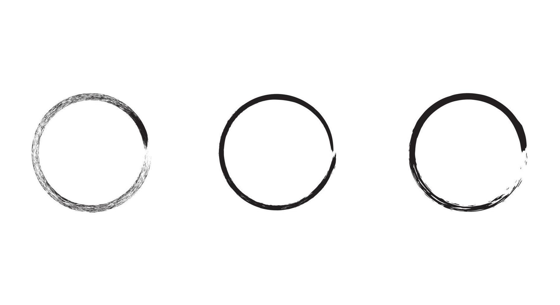 Ilustración de diseño de vector de trazo de pincel de círculo aislado sobre fondo blanco