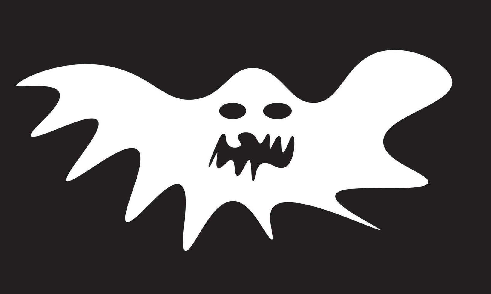 ghost icon white. horror sign. vector illustration, in background black