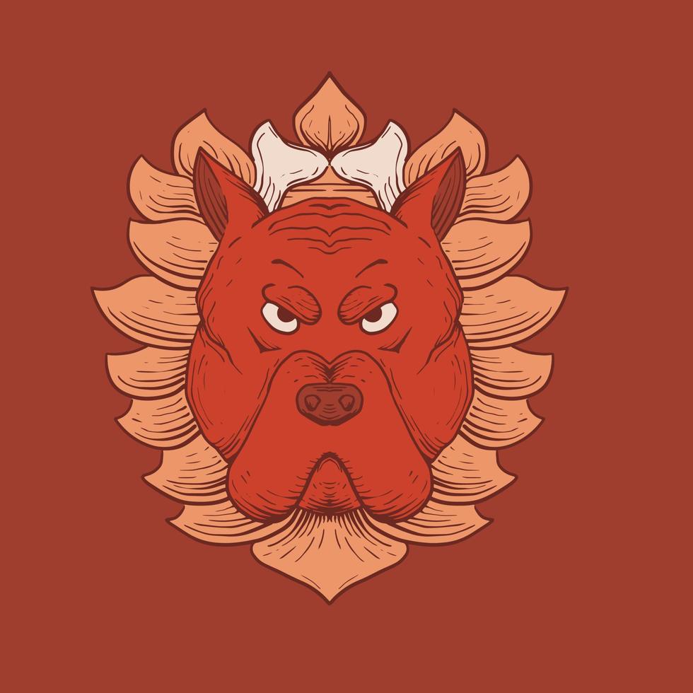 Bulldog head illustration vector