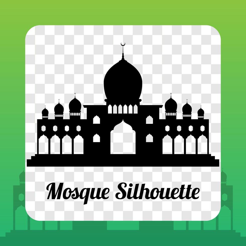 Mosque silhouette with transparent background vector
