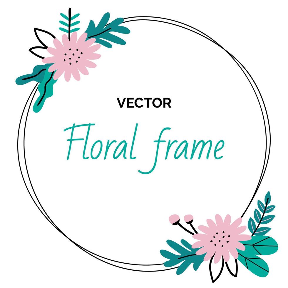 Simple frame flower, cute floral background. Vector illustration