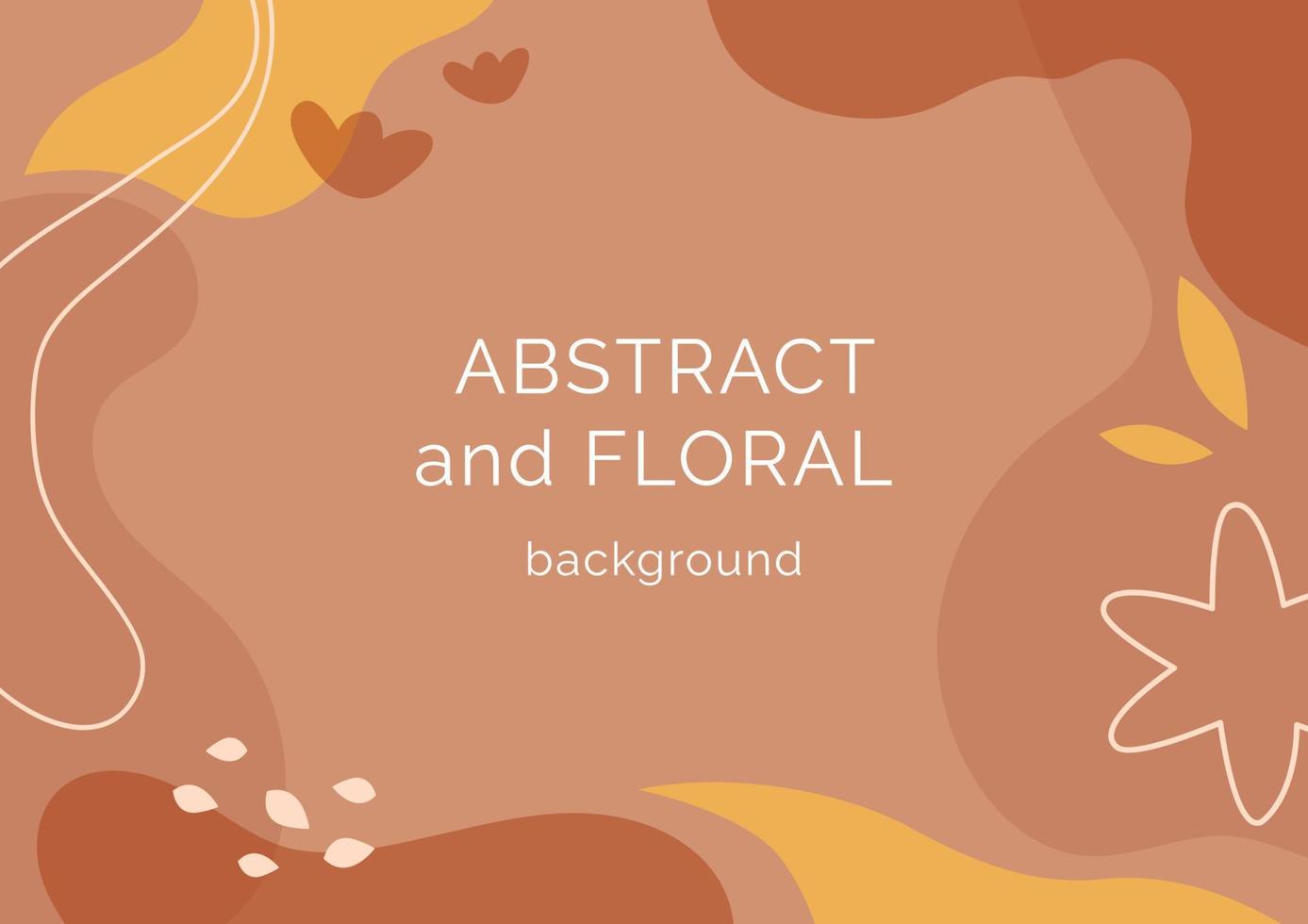 Abstract and floral background template. Fashion collage with organic shapes and line in nude pastel colors. Vector Illustration