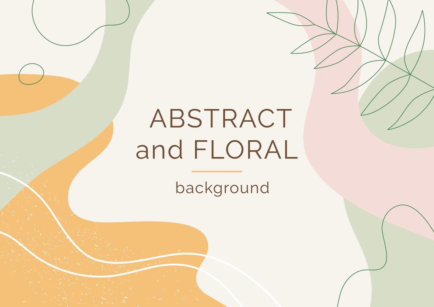 Abstract and floral background template. Contemporary collage with organic shapes and line in pastel colors. Vector Illustration