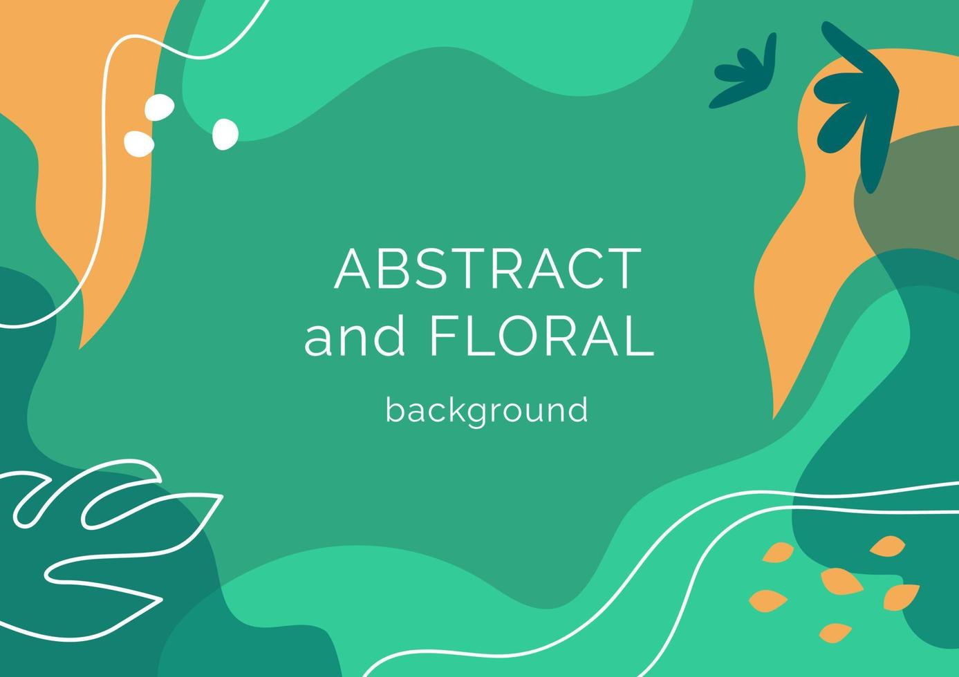 Abstract green background with floral elements. Fashion template with organic shapes and line. Vector Illustration