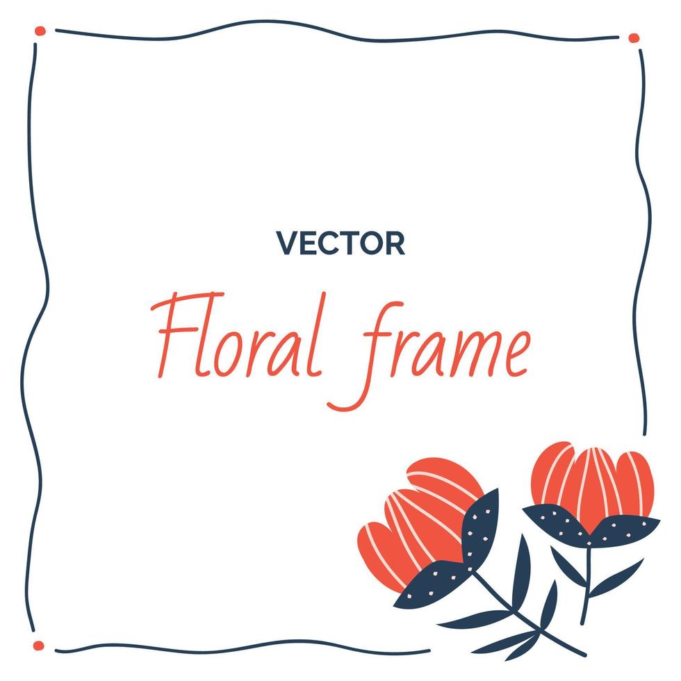 Simple frame flower, cute floral background. Vector illustration