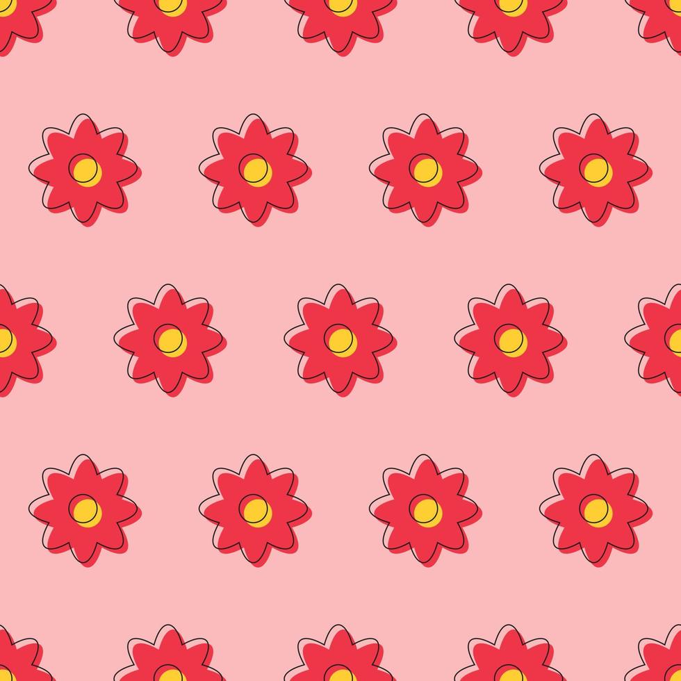 Geometric flower seamless pattern. Simple floral background. Vector illustration.