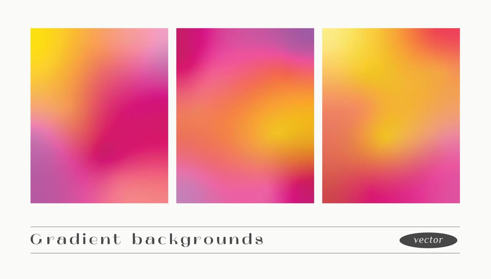 Set of abstract pink and orange gradient background. Vector blurred design