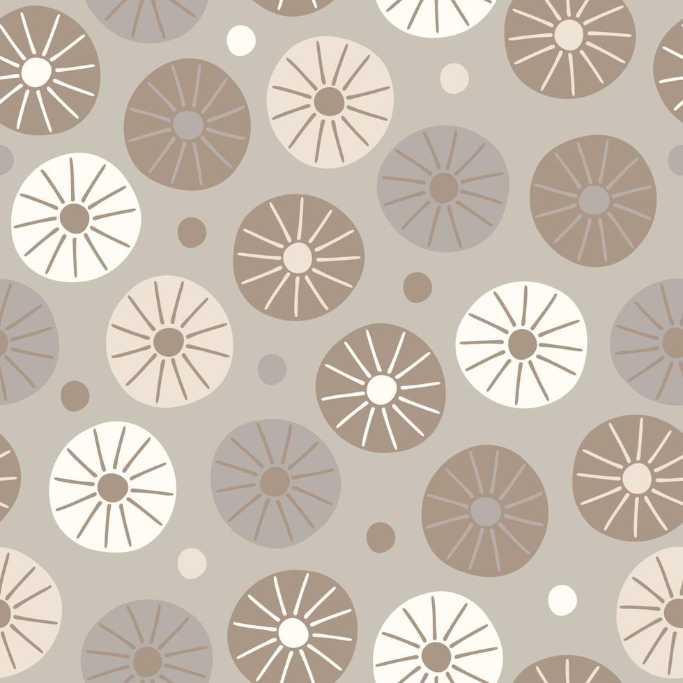 Neutral seamless pattern with folk flowers. Modern floral design. Vector illustration.