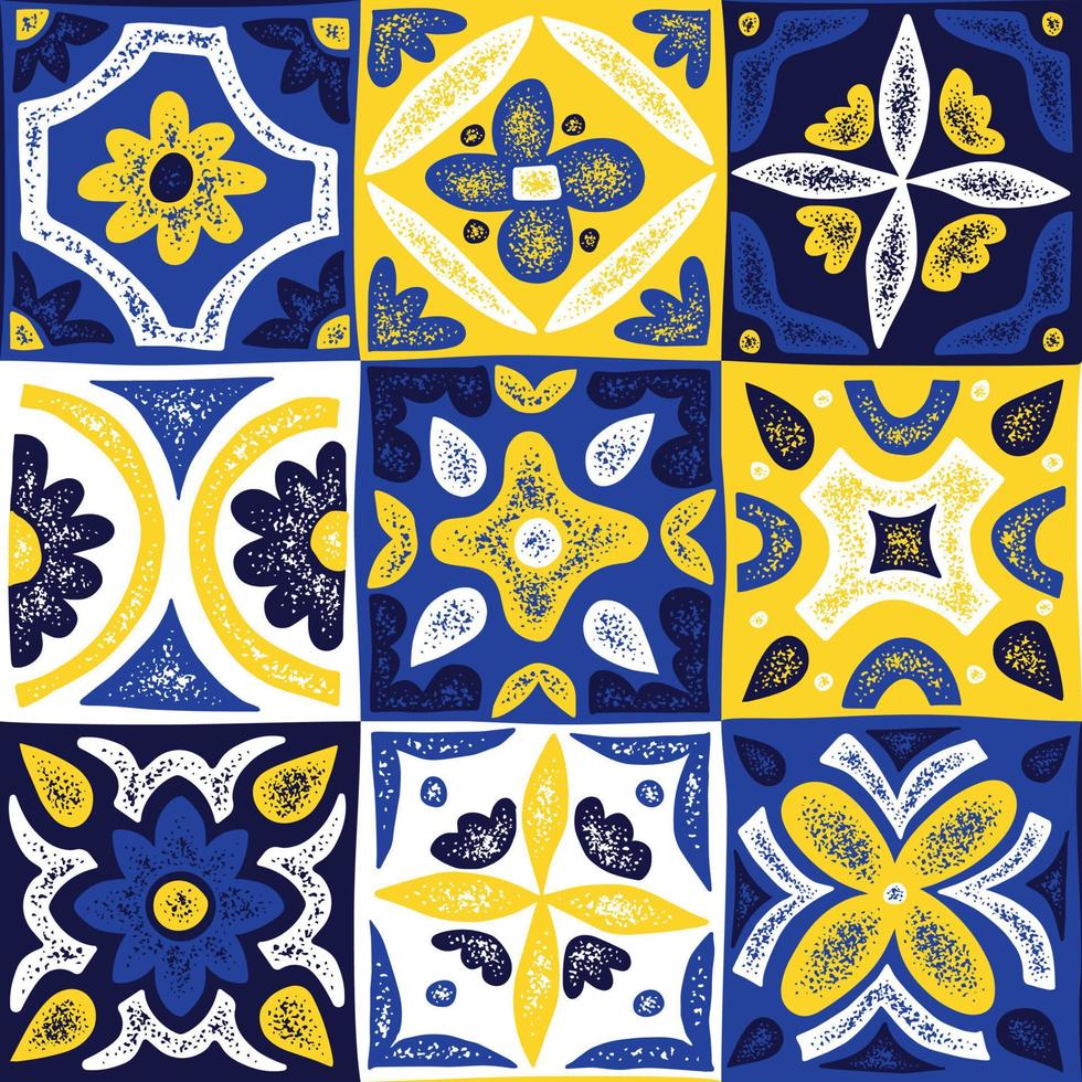 azulejos portugueses azulejos de patrones sin fisuras. dibujar a mano un diseño floral abstracto. fondo de textura vectorial. vector