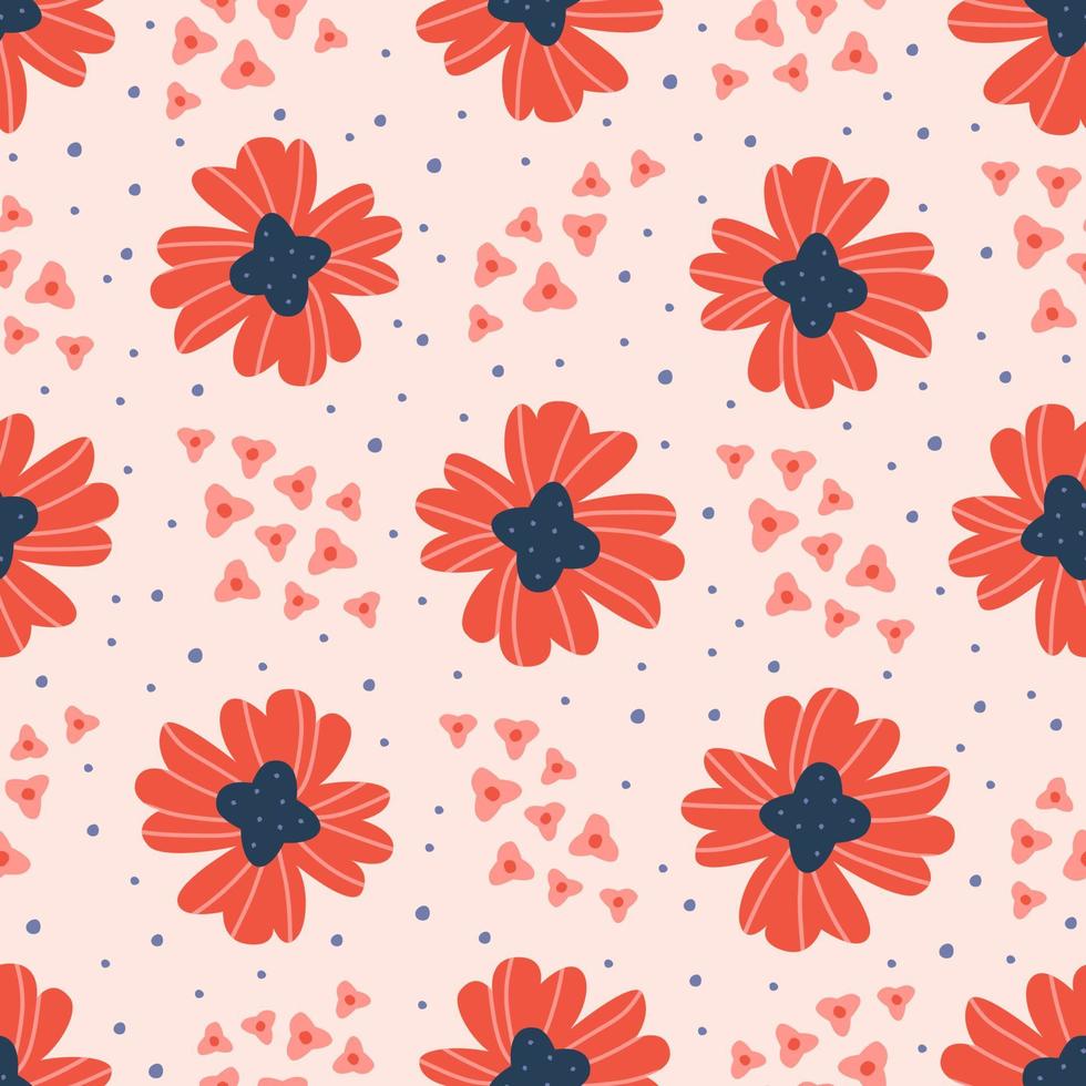 patrón contemporáneo sin costuras con coloridas flores abstractas. diseño floral para telas, estampados, papel tapiz, álbumes de recortes. ilustración vectorial vector