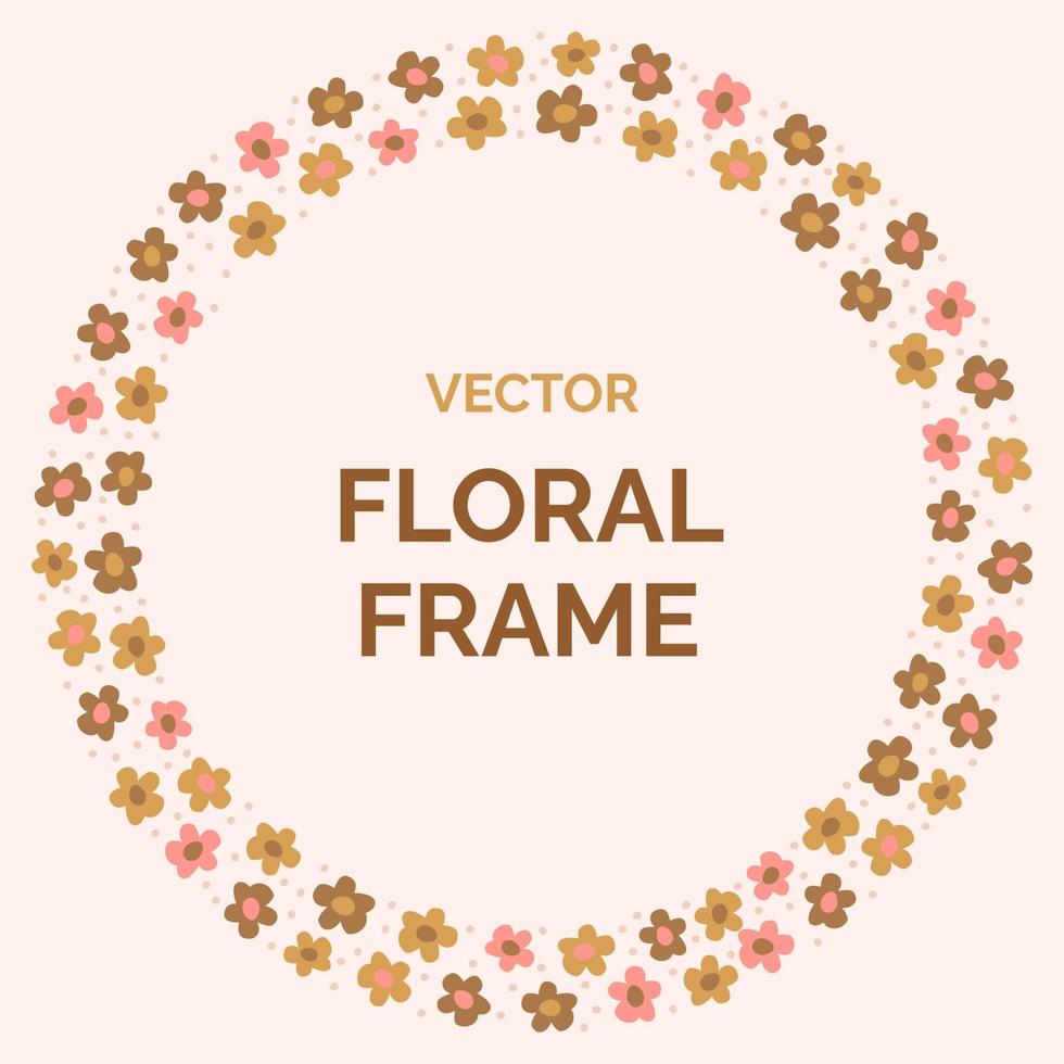 Modern frame flower in neutral colors. Minimalistic floral background. Vector illustration