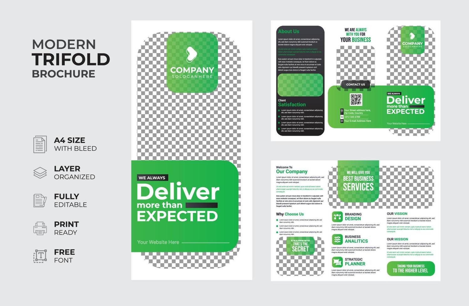 Creative and modern corporate business trifold brochure multipurpose template vector