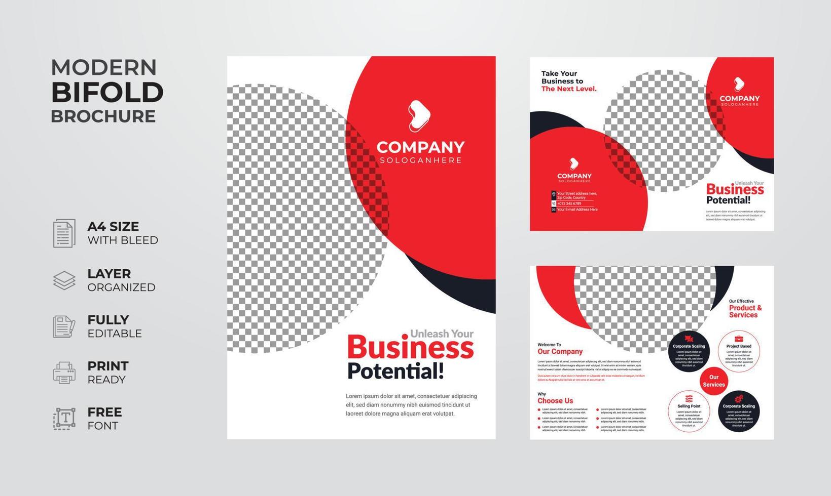 Creative and modern corporate business bifold brochure multipurpose template vector