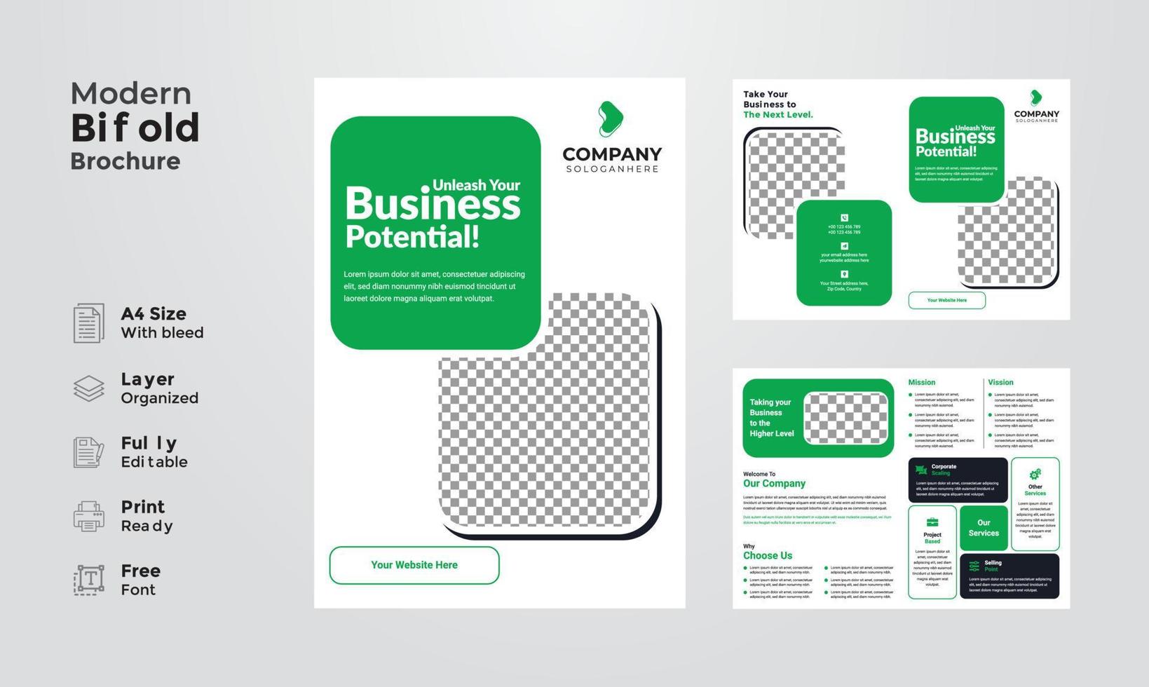 Creative and modern corporate business bifold brochure multipurpose template vector