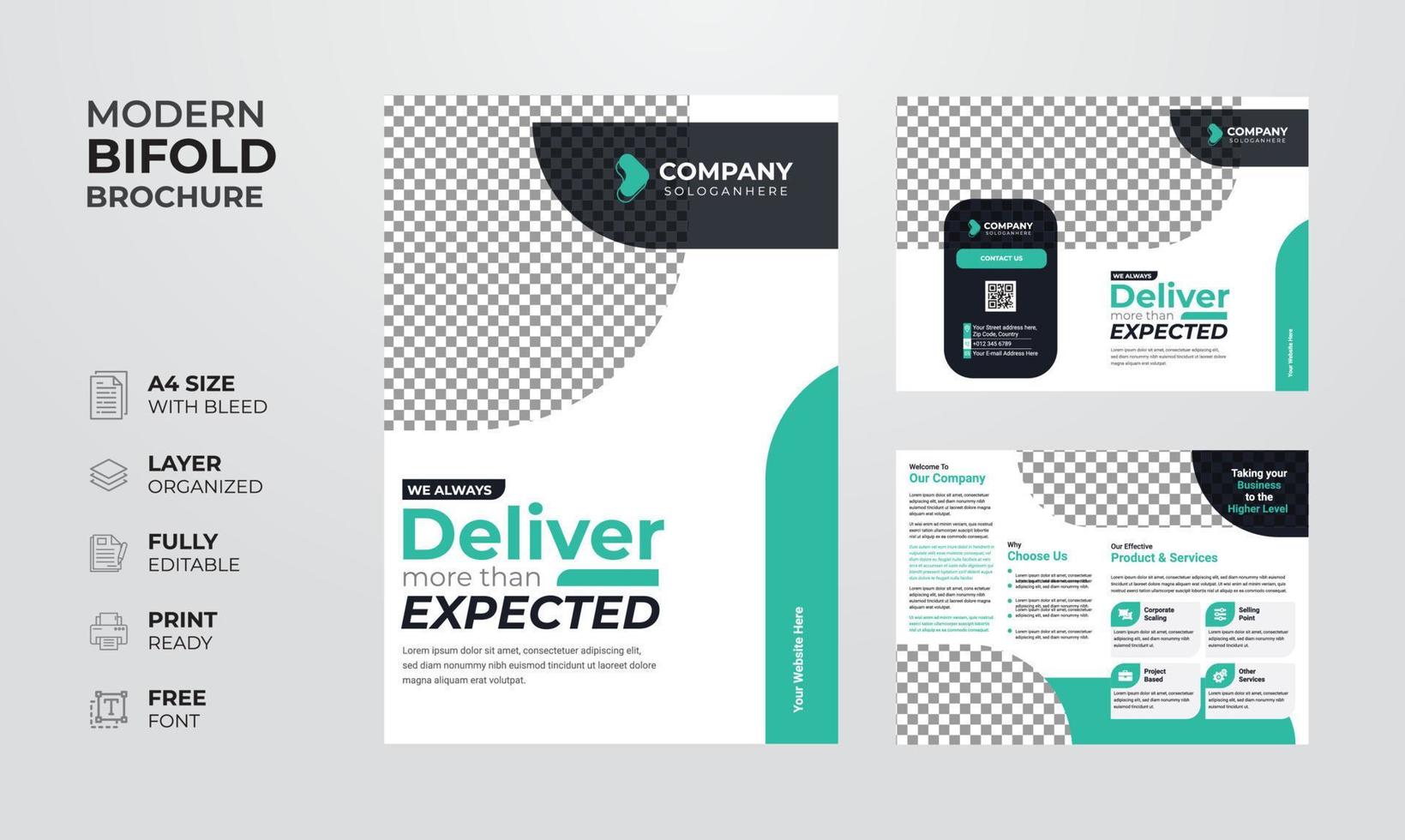 Creative and modern corporate business bifold brochure multipurpose template vector