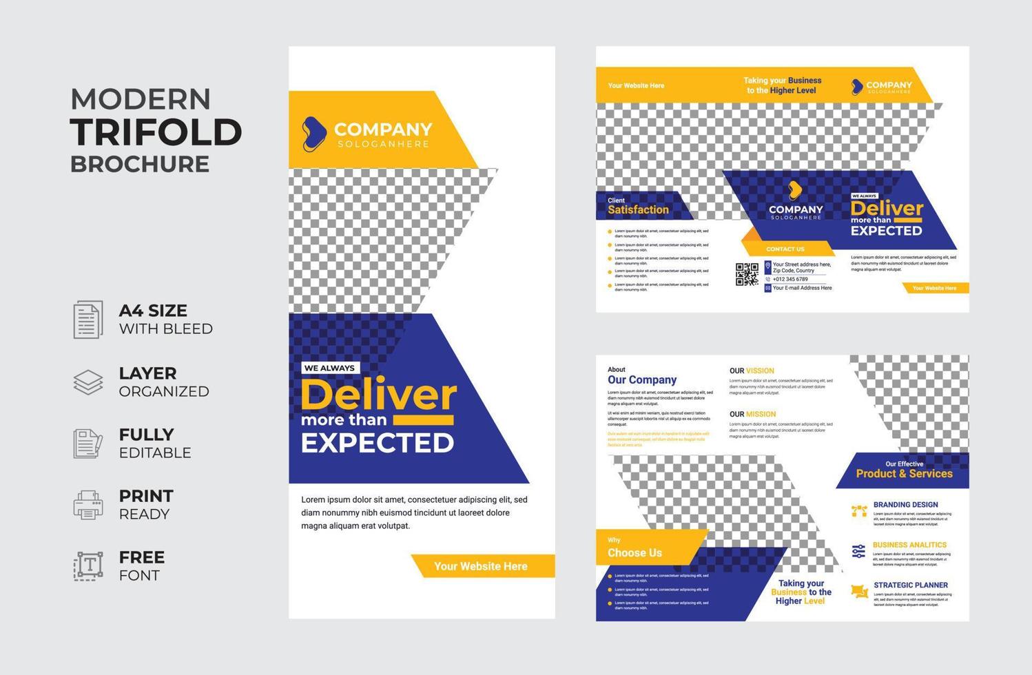 Creative and modern corporate business trifold brochure multipurpose template vector