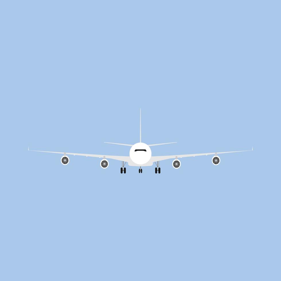 Airbus departure runway international white airliner front view flat icon isolated vector
