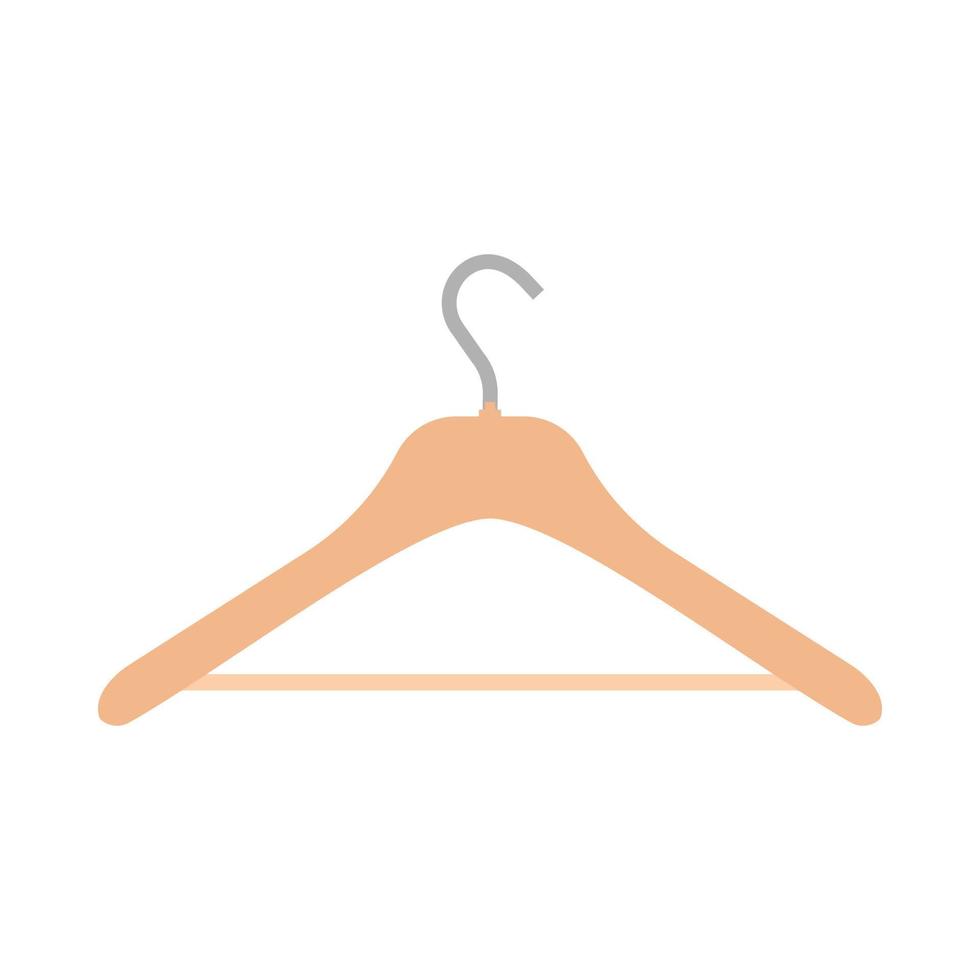 Hanger wear casual symbol empty object equipment vector icon. Wooden flat home wardrobe accessor rack