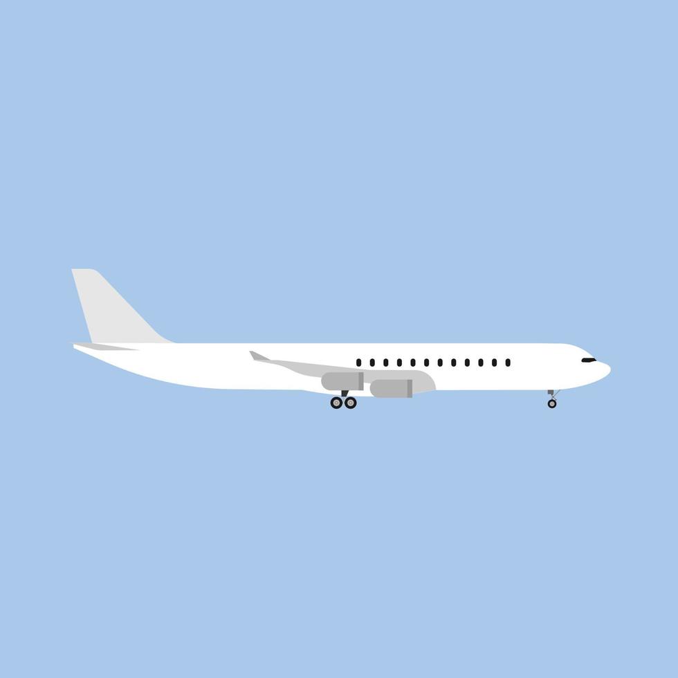 Airbus departure runway international white airliner side view flat icon isolated vector