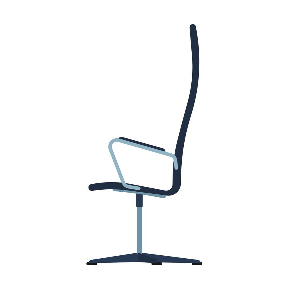 muebles de icono de vector de vista lateral de silla de oficina. trabajo de trabajo de elemento interior de negocio de asiento. equipo ergonómico plano negro