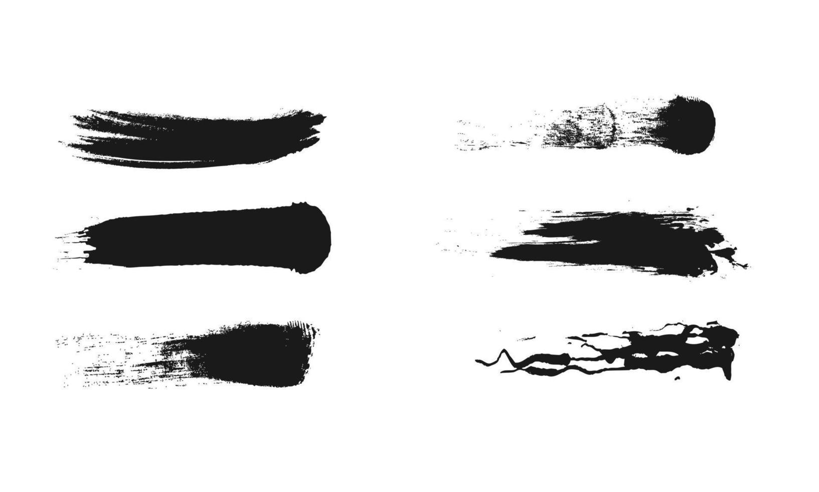 Abstract black hand painted grunge brush texture. Collection of doodle vector illustration