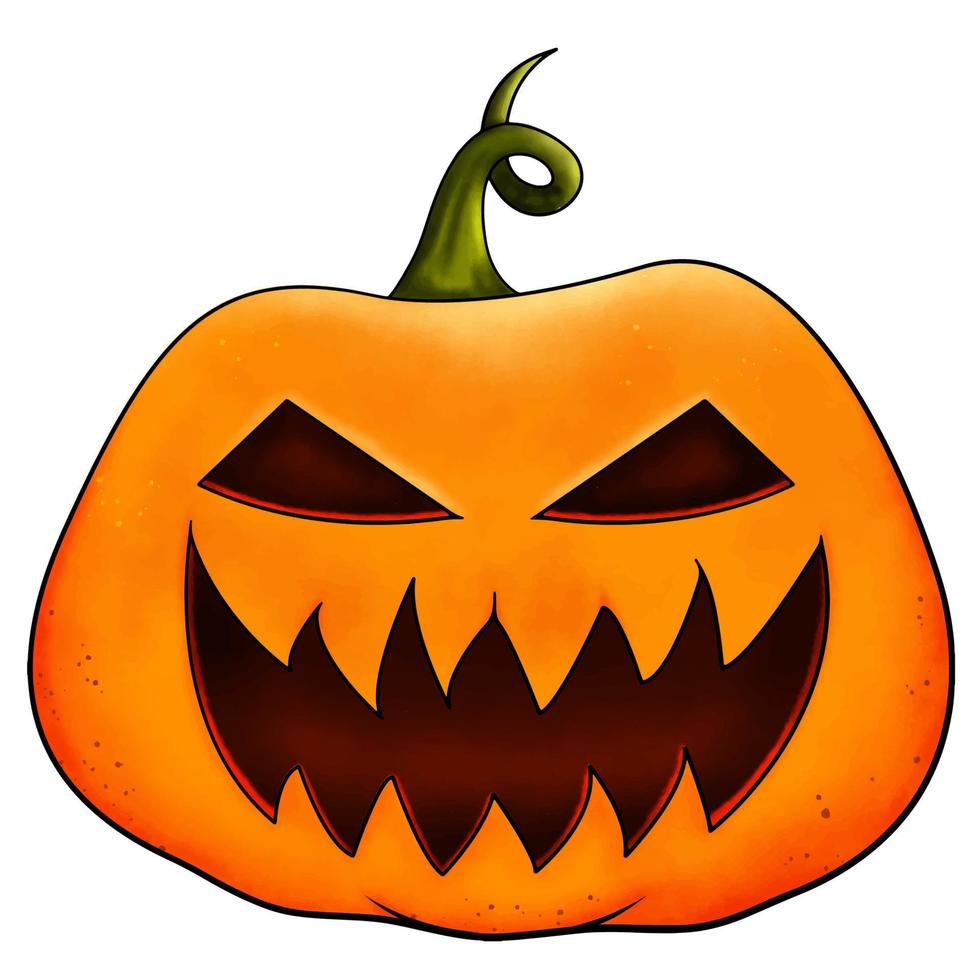 Realistic Halloween pumpkin vector. A happy face. Vector illustration on white background