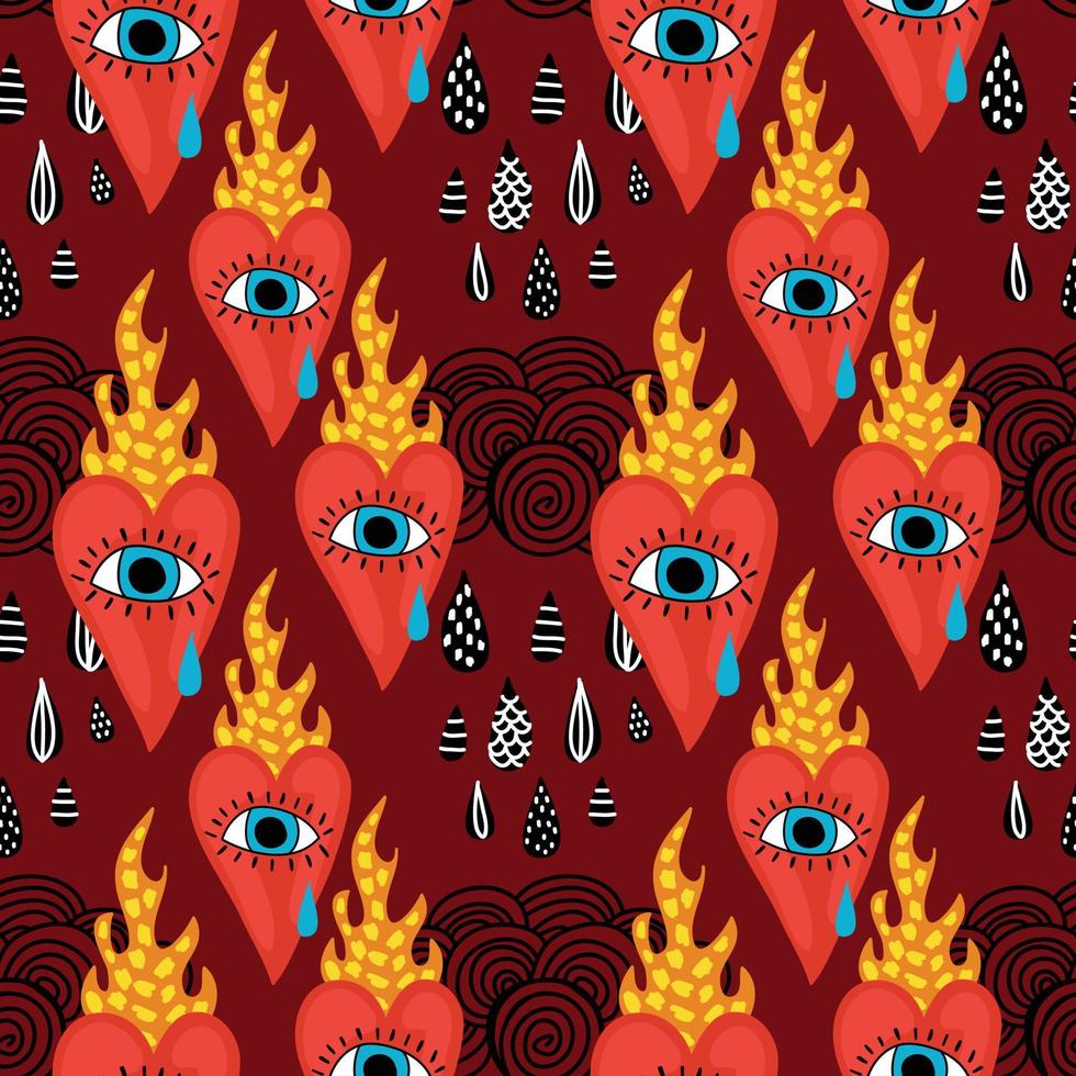 sacred heart seamless cute pattern design for wrapping paper vector