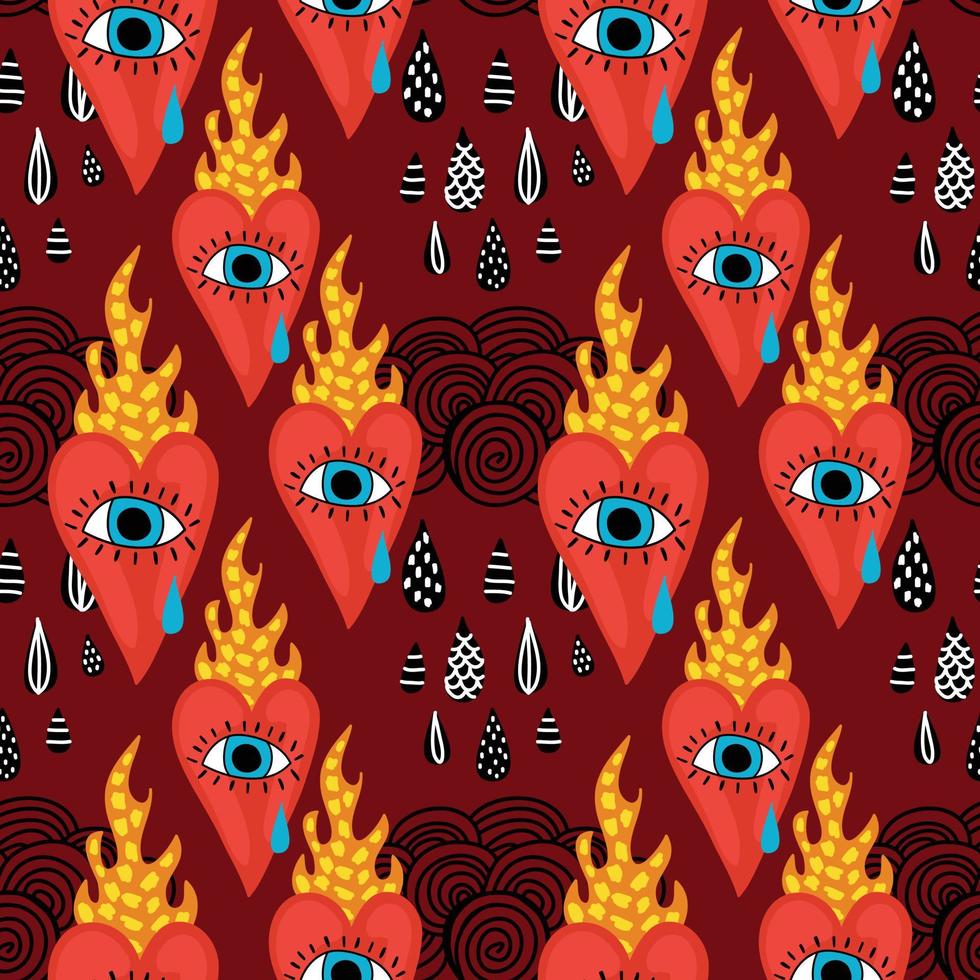 sacred heart seamless cute pattern design for wrapping paper vector