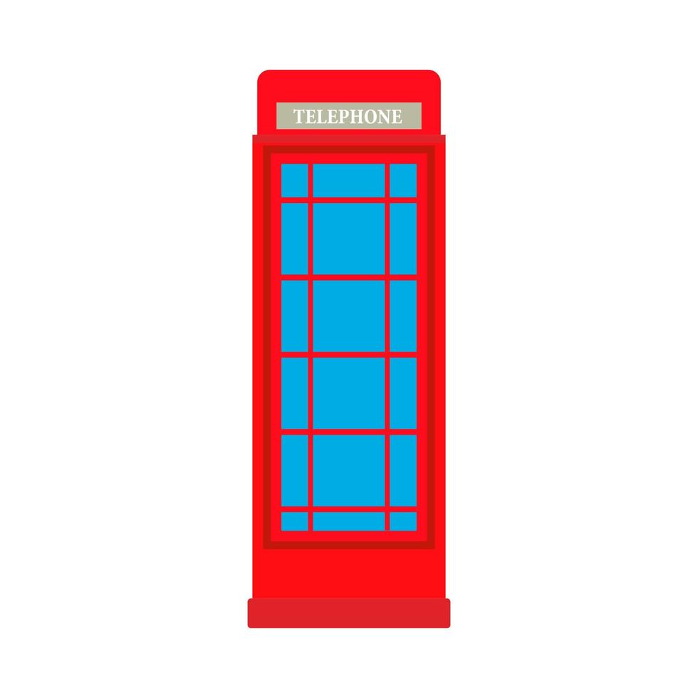 Cabina telefónica icono de vector de elemento de telecomunicaciones de negocios rojo. caja de la calle pública de londres aislado blanco