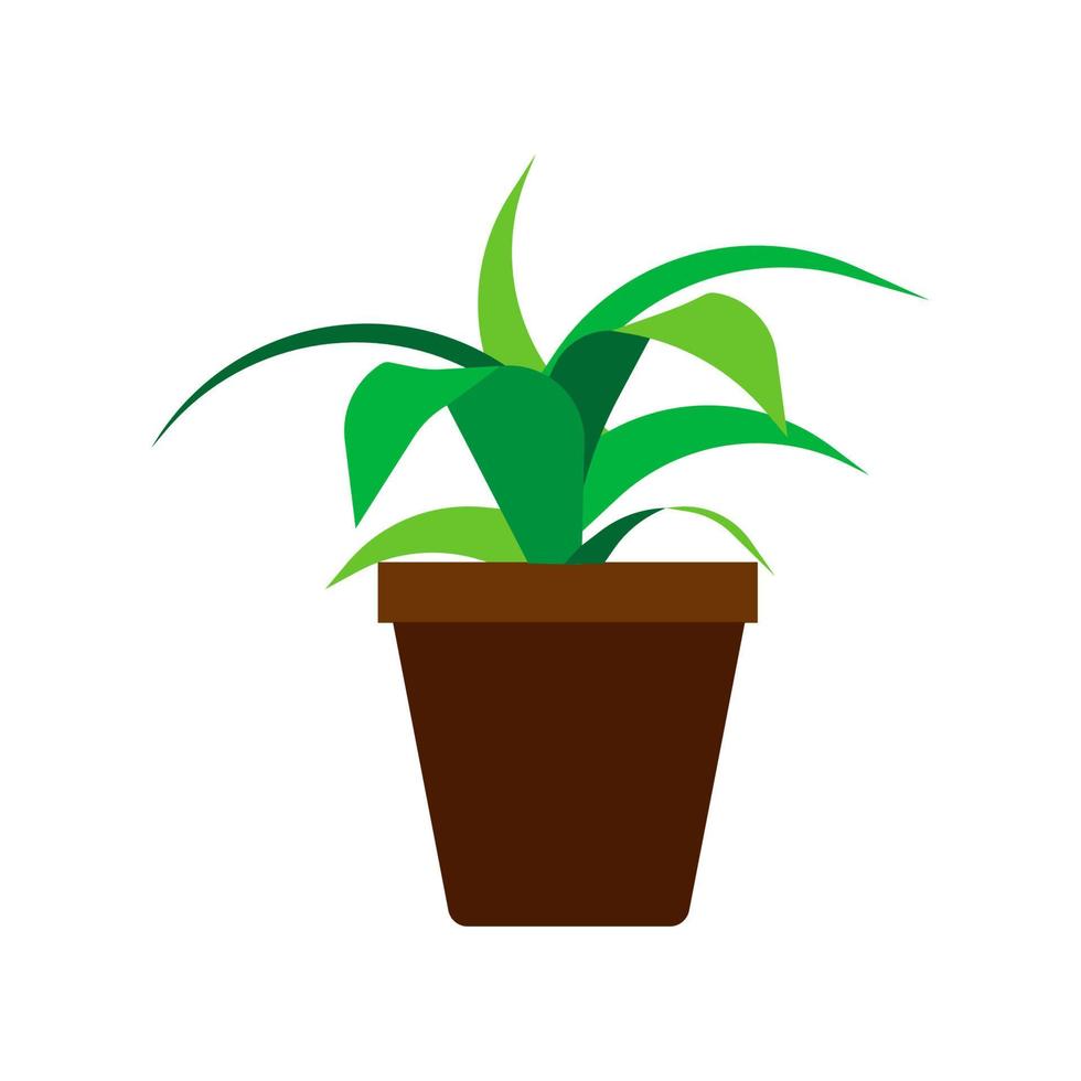 icono de vector de elemento decorativo de jardinería floral de maceta. florero de oficina interior de ilustración plana de casa de planta verde