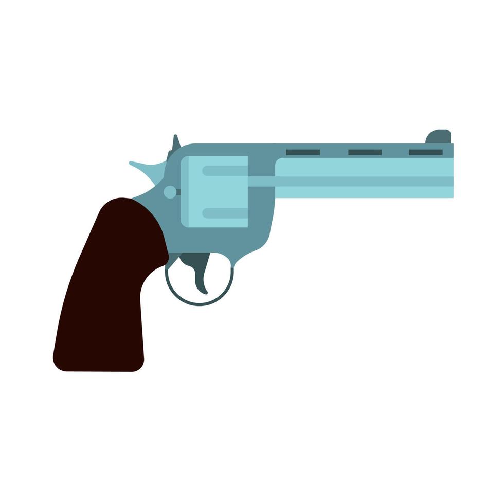 Revolver side view gun vector icon. Bullet pistol western handgun. Retro barrel cylinder ammunition police