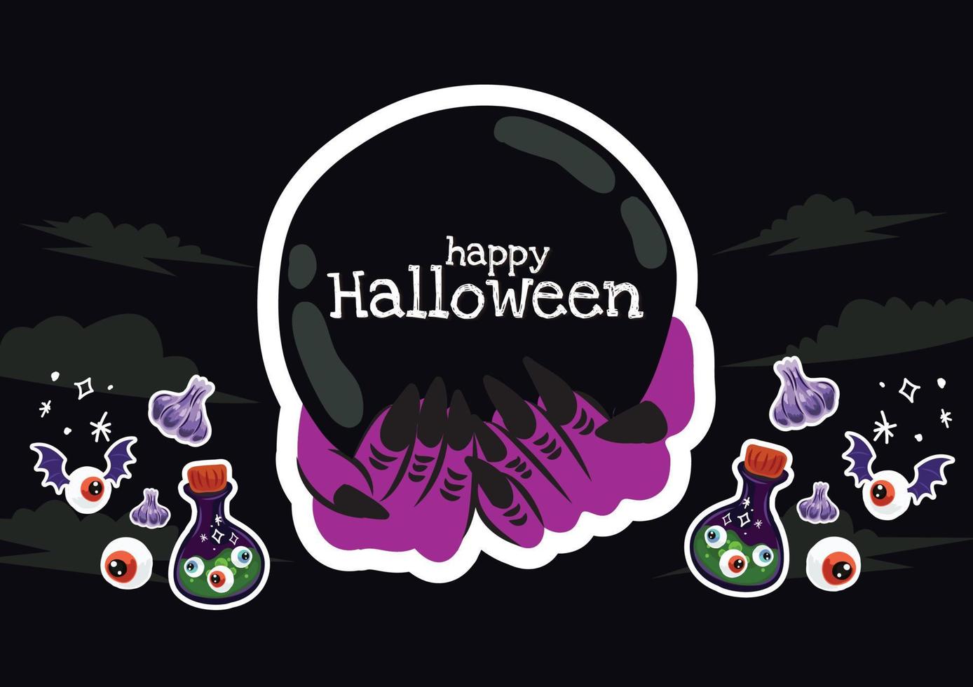 diseño de vector de banner de artículo de arte lindo de halloween de la vieja escuela