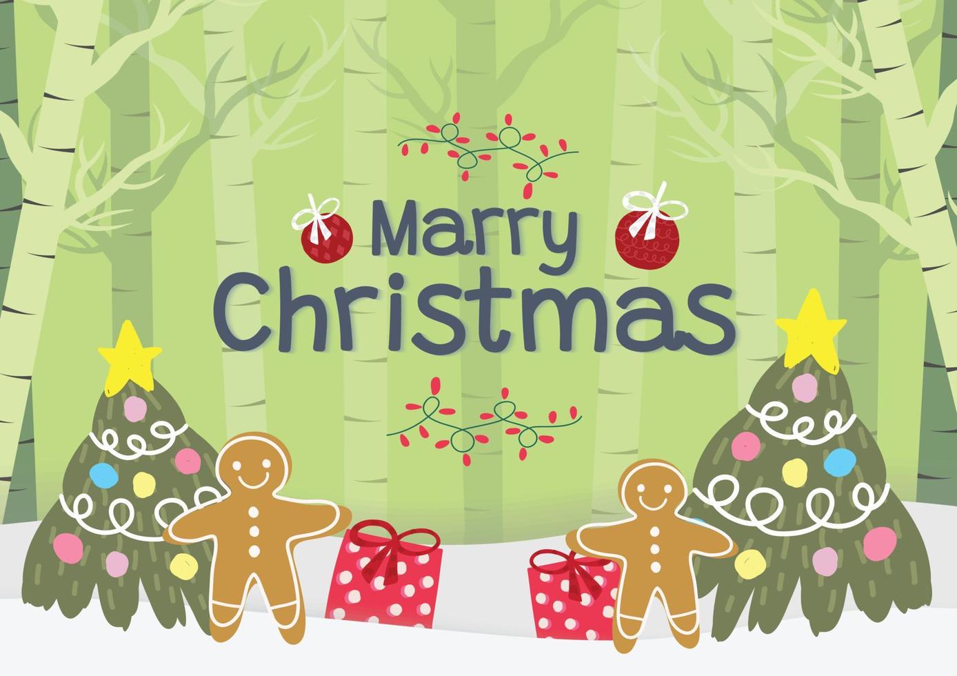 cute chrismas banner design vector on green background