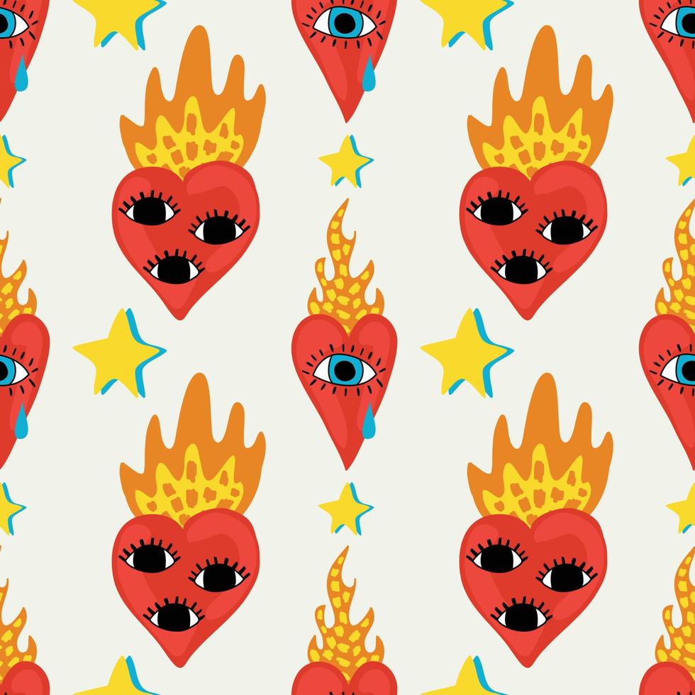 sacred heart seamless pattern design white background vector