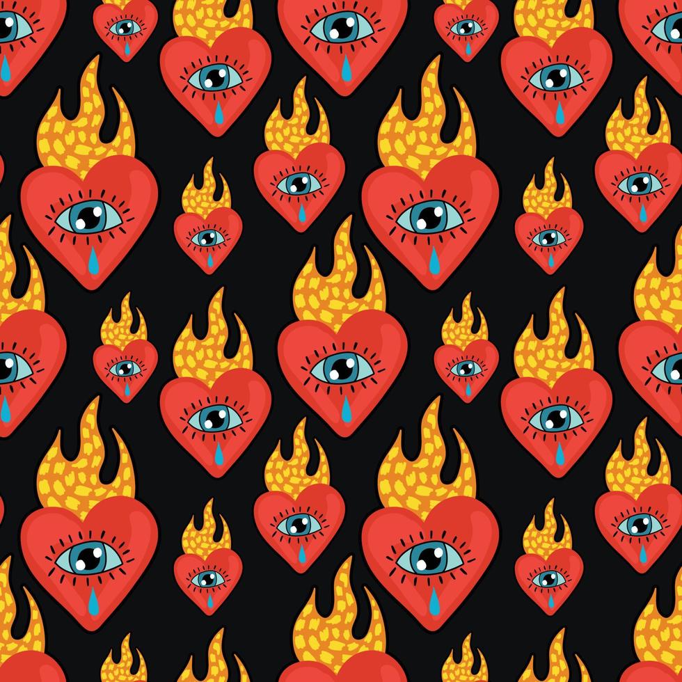 sacred heart seamless pattern design black background vector