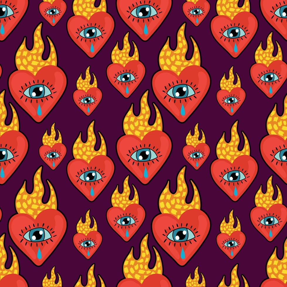sacred heart seamless pattern design purple background vector