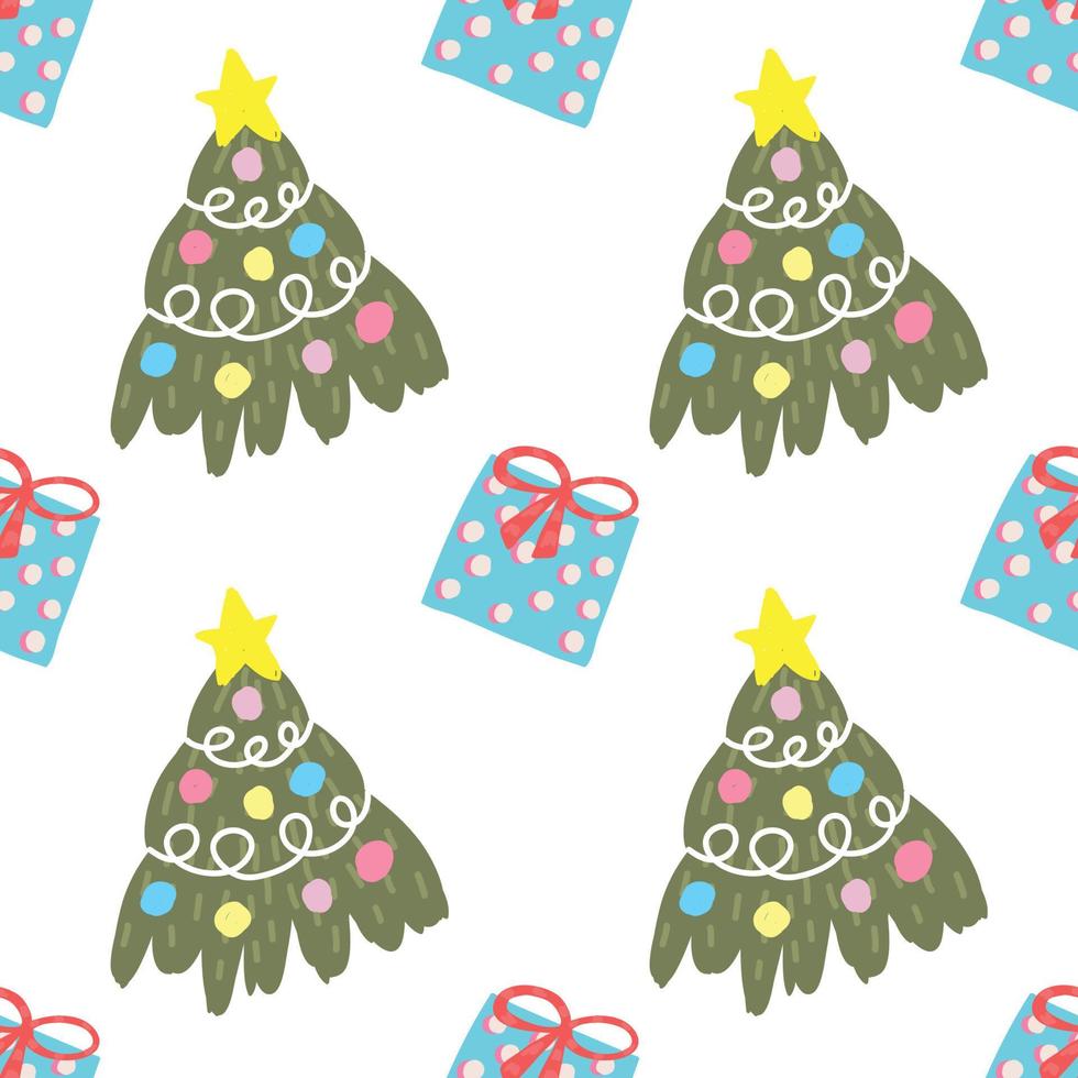 cute christmas trees seamless pattern design vector