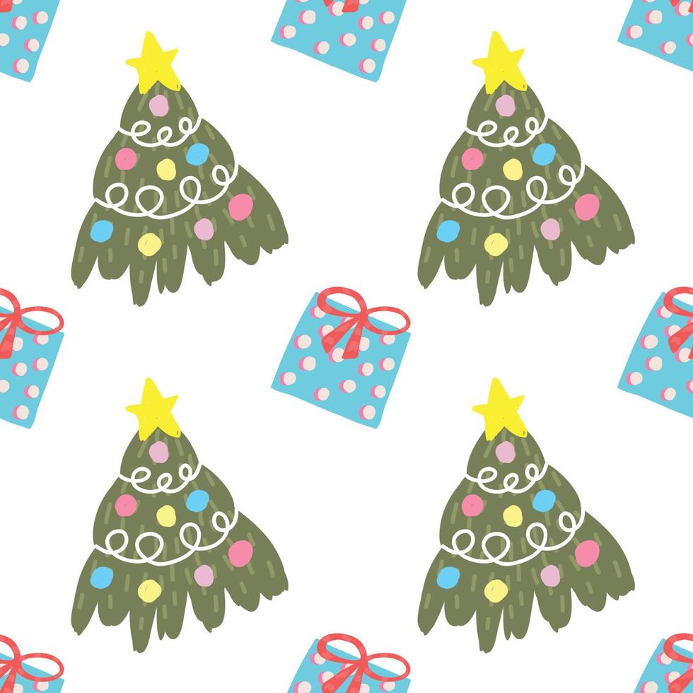 cute christmas trees seamless pattern design vector