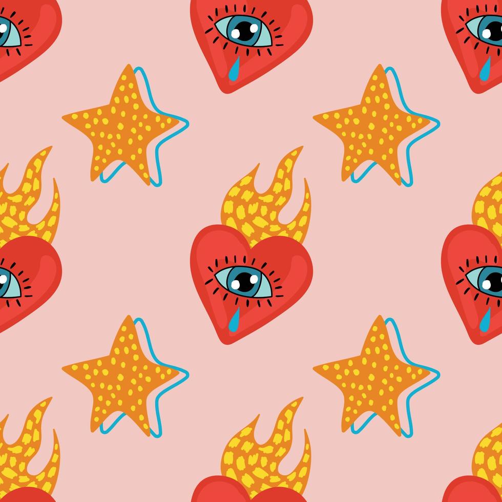 sacred heart cute seamless pattern design for wrapping paper vector