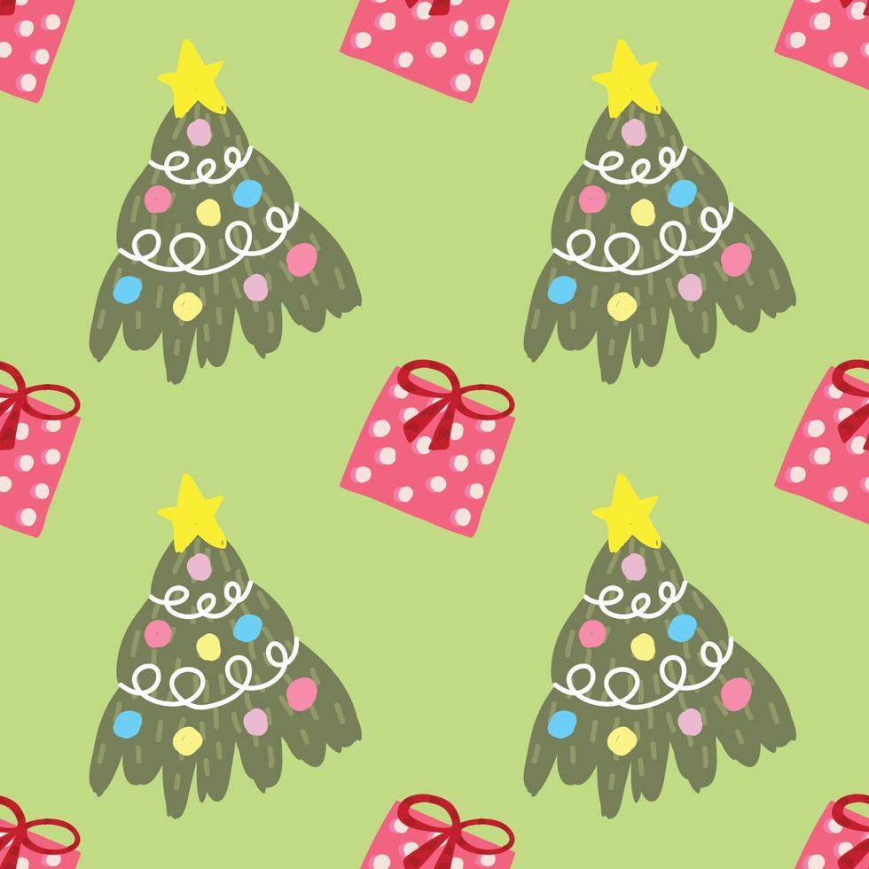 cute christmas trees seamless pattern green design vector