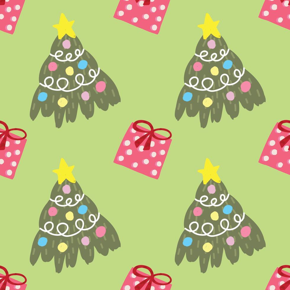 cute christmas trees seamless pattern green design vector