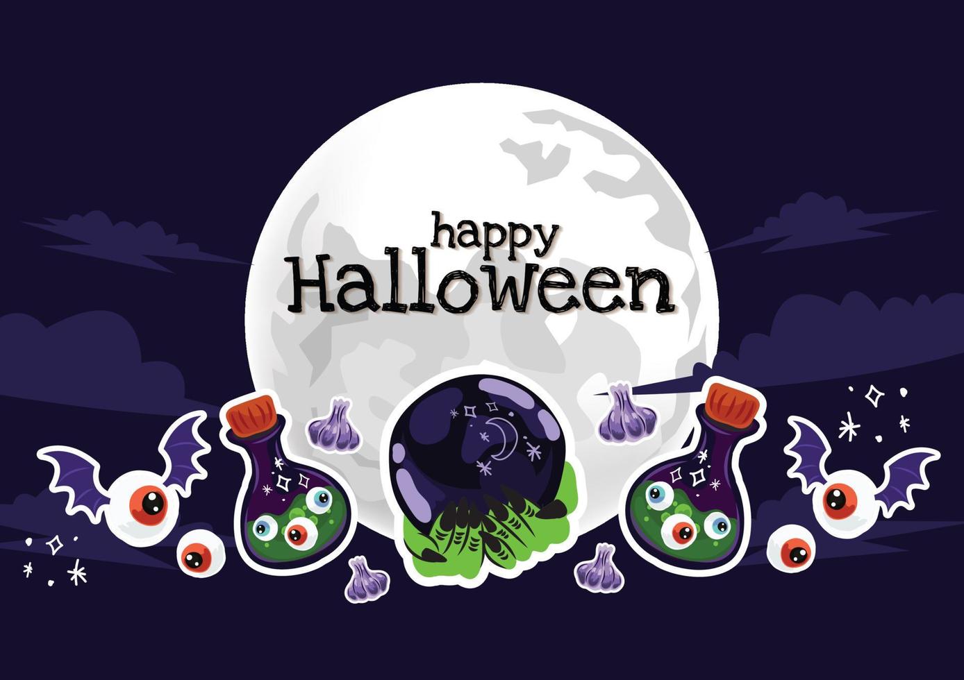 lindo diseño de artículos de la vieja escuela de halloween en el banner del sitio web vector