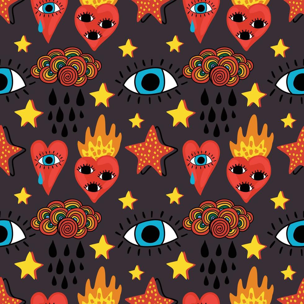 sacred heart seamless pattern design gray background vector