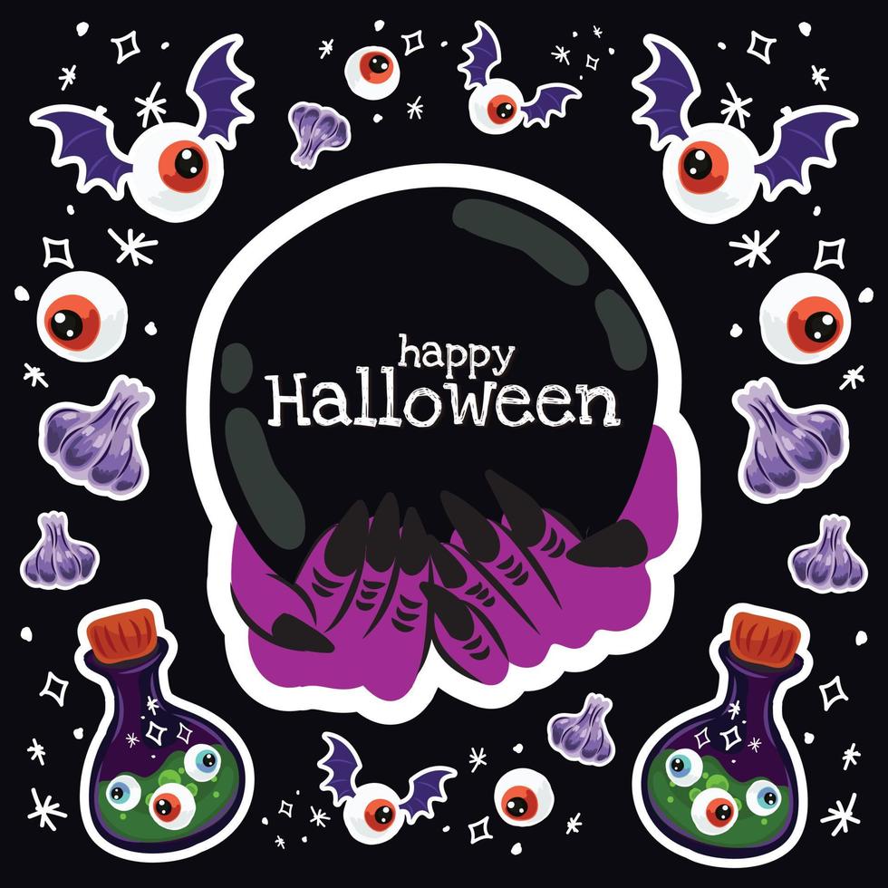 old school halloween art cute item banner vector design