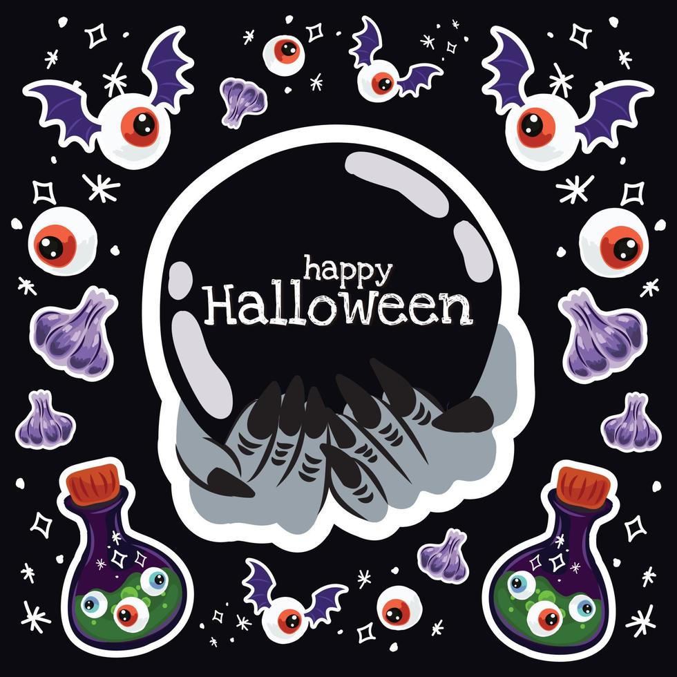 old school halloween cute item banner vector design