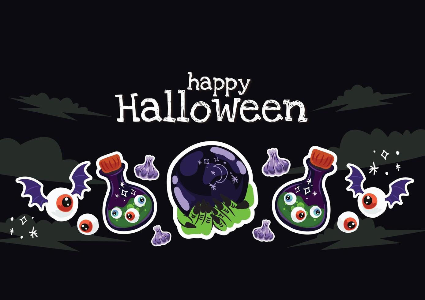 old school halloween cute item banner vector