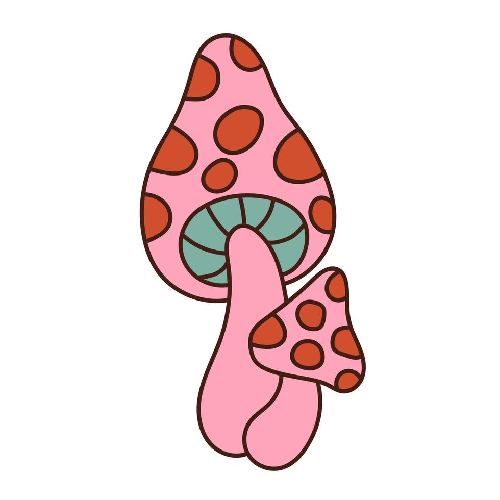 Magic mushroom. 1970 hippy. Vector illustration