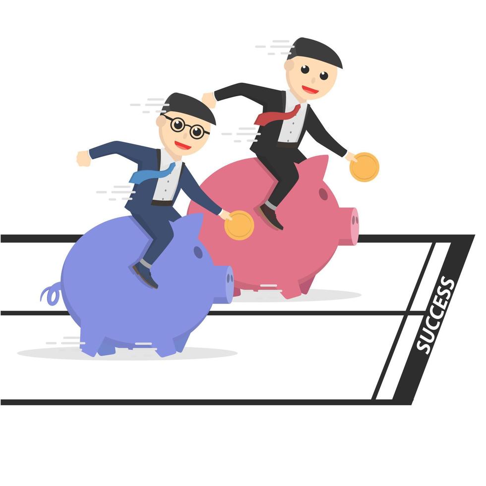 businessman piggy bank race design vector