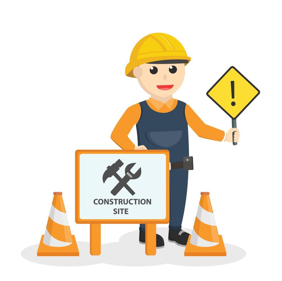 construction worker Be Careful design character on white background vector