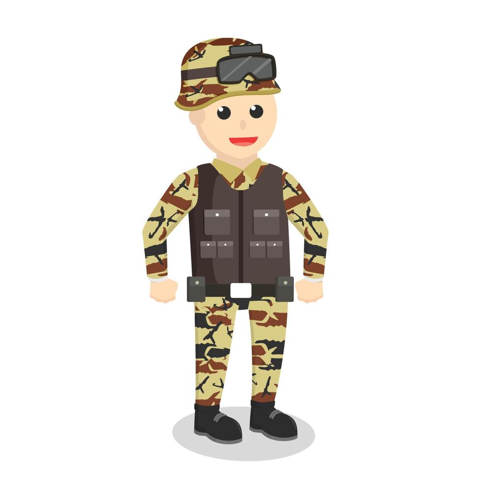hombre del ejército con carácter de diseño de pose sobre fondo blanco vector